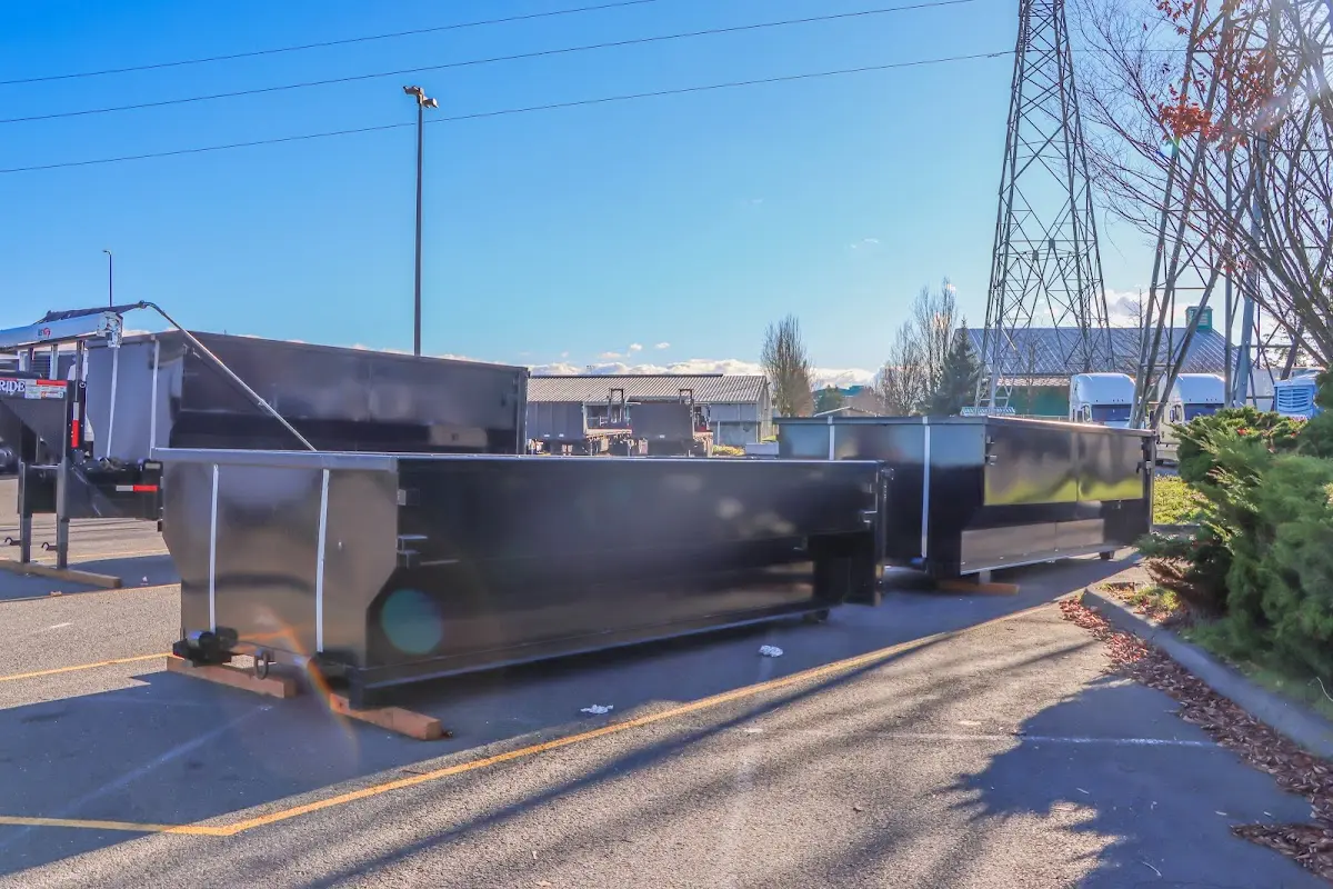 Roll-off dumpster ready for waste disposal at job site for Concrete Dumpster Rental in Ottawa
